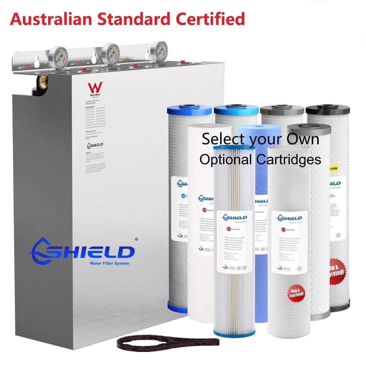 Triple Whole House Water Filter System 20" x 4.5" Stainless Steel Cover 3 Stages filters  Not Incluce Cartridges