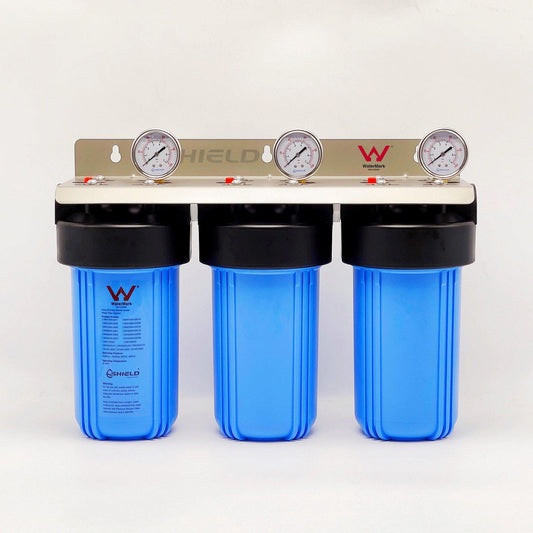 10" x 4.5" Big Blue Whole House Water Filter System 3 stages no filters