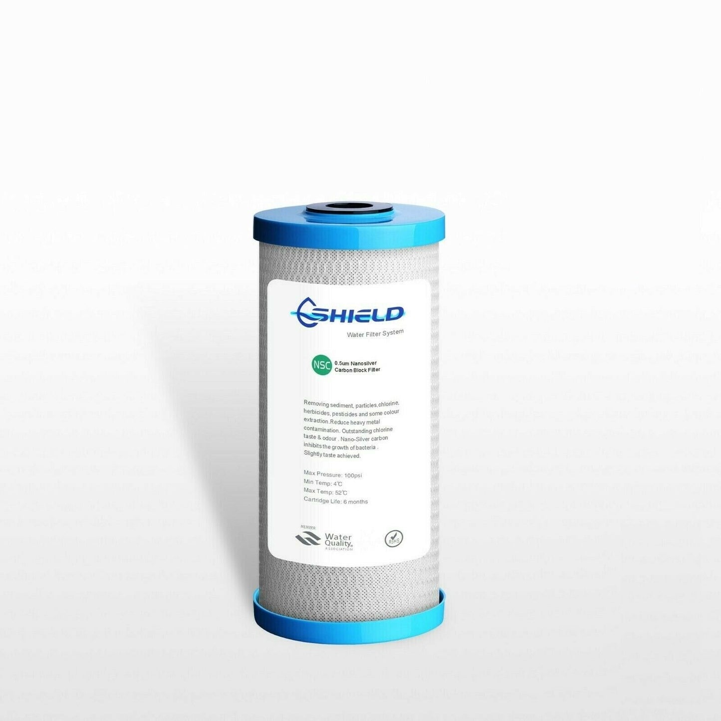 0.5 Micron Nano Silver Antibacterial Carbon Block Water Filter 10" x 4.5" (pack of 12)