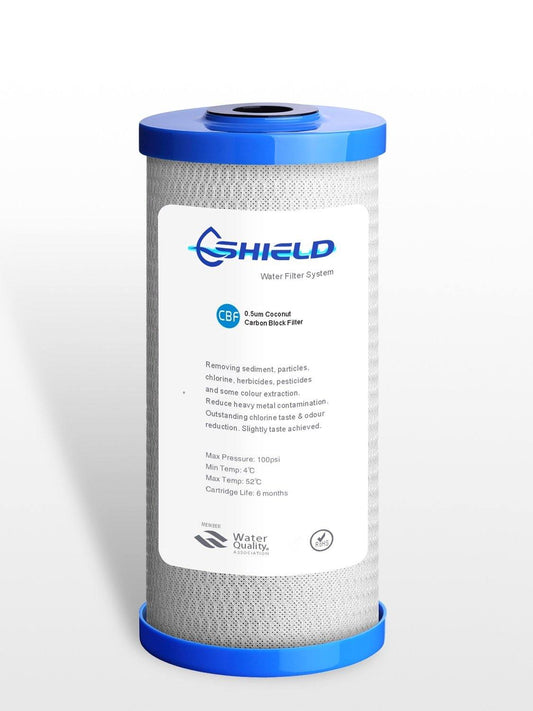 SHIELD 0.5 Micron Coconut Carbon Block Water Filter 10''x4.5'' Whole House Big Blue(pack of 12)