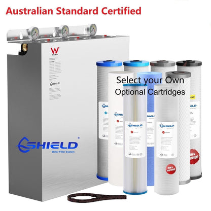 Triple Whole House Water Filter System 20" x 4.5" Stainless Steel Cover 3 Stages filters  Not Incluce Cartridges